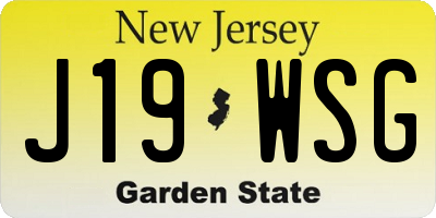 NJ license plate J19WSG