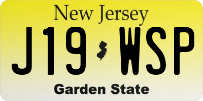 NJ license plate J19WSP