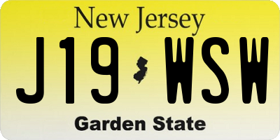 NJ license plate J19WSW