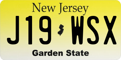 NJ license plate J19WSX