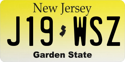 NJ license plate J19WSZ