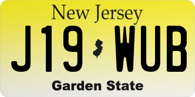NJ license plate J19WUB