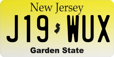 NJ license plate J19WUX