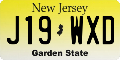 NJ license plate J19WXD