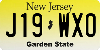 NJ license plate J19WXO