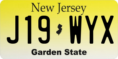 NJ license plate J19WYX