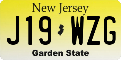 NJ license plate J19WZG