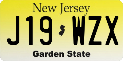 NJ license plate J19WZX
