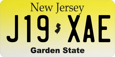 NJ license plate J19XAE
