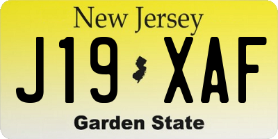 NJ license plate J19XAF