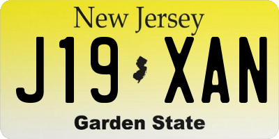NJ license plate J19XAN