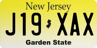 NJ license plate J19XAX