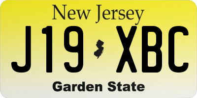 NJ license plate J19XBC