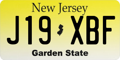 NJ license plate J19XBF