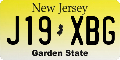 NJ license plate J19XBG