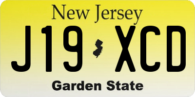 NJ license plate J19XCD