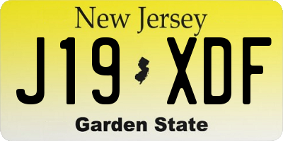 NJ license plate J19XDF