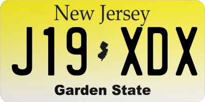 NJ license plate J19XDX