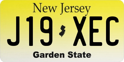 NJ license plate J19XEC