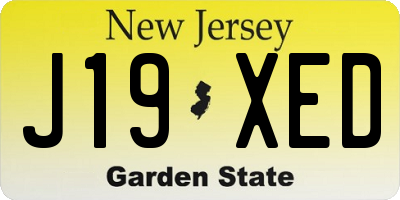 NJ license plate J19XED