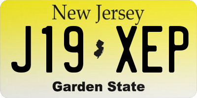 NJ license plate J19XEP
