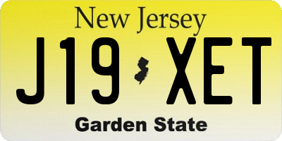 NJ license plate J19XET
