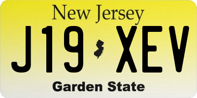 NJ license plate J19XEV