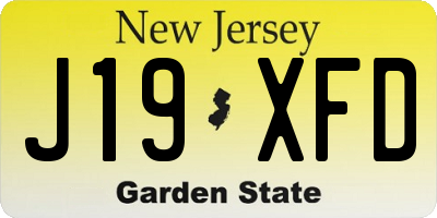 NJ license plate J19XFD