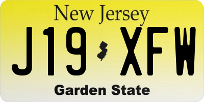 NJ license plate J19XFW