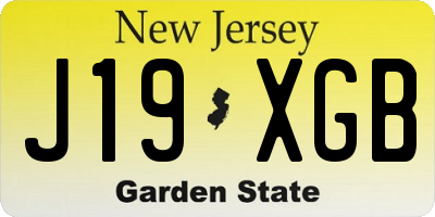 NJ license plate J19XGB