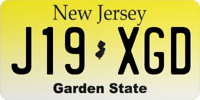 NJ license plate J19XGD