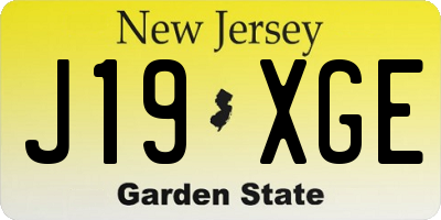 NJ license plate J19XGE