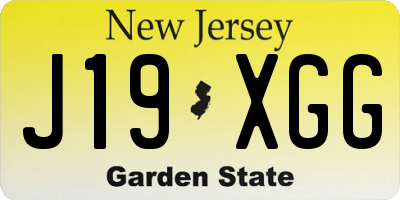 NJ license plate J19XGG