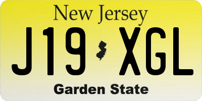 NJ license plate J19XGL