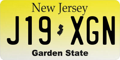 NJ license plate J19XGN