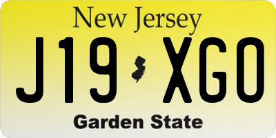 NJ license plate J19XGO