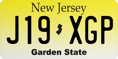 NJ license plate J19XGP