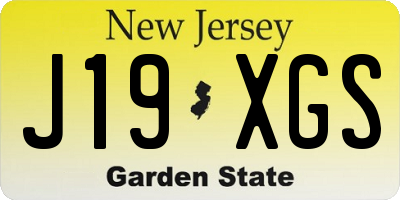 NJ license plate J19XGS