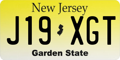 NJ license plate J19XGT