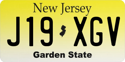 NJ license plate J19XGV