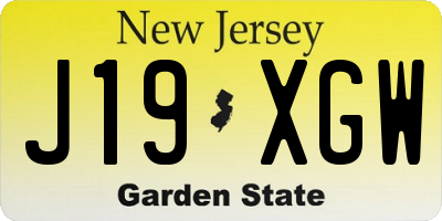 NJ license plate J19XGW
