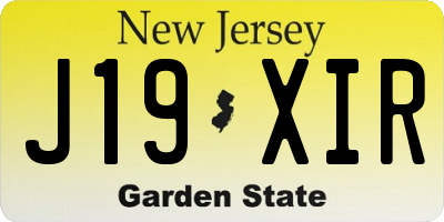 NJ license plate J19XIR