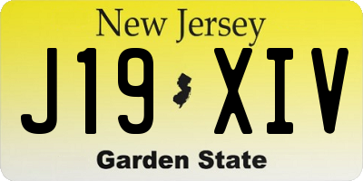 NJ license plate J19XIV