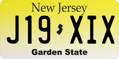 NJ license plate J19XIX