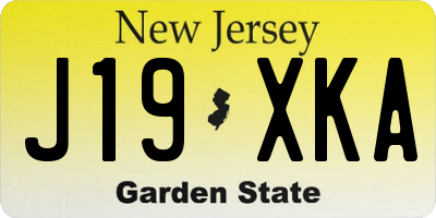 NJ license plate J19XKA