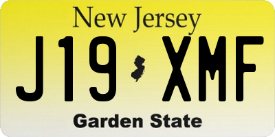 NJ license plate J19XMF