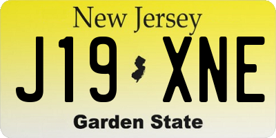 NJ license plate J19XNE