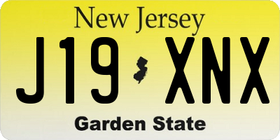 NJ license plate J19XNX