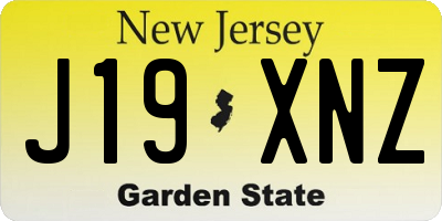 NJ license plate J19XNZ