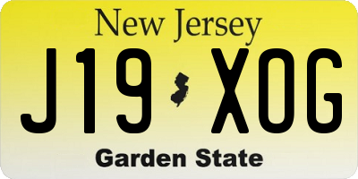 NJ license plate J19XOG
